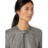 Sebby Collection Women’s Faux Leather Jacket with Moto Details and Front Zip Pockets, Light Grey, Medium