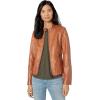 Sebby Collection Women’s Faux Leather Jacket with Moto Details and Front Zip Pockets(Adobe)