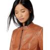 Sebby Collection Women’s Faux Leather Jacket with Moto Details and Front Zip Pockets(Adobe)
