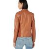 Sebby Collection Women’s Faux Leather Jacket with Moto Details and Front Zip Pockets(Adobe)