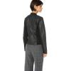 Sebby Collection Women’s Faux Leather Jacket with Moto Details and Front Zip Pockets(Black)