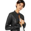 Sebby Collection Women’s Faux Leather Jacket with Moto Details and Front Zip Pockets(Black)