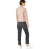 Sebby Collection Women’s Faux Leather Jacket with Moto Details and Front Zip Pockets(Blush)