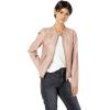 Sebby Collection Women’s Faux Leather Jacket with Moto Details and Front Zip Pockets(Blush)