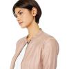 Sebby Collection Women’s Faux Leather Jacket with Moto Details and Front Zip Pockets(Blush)