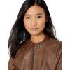 Sebby Collection Women’s Faux Leather Jacket with Moto Details and Front Zip Pockets(Whiskey)