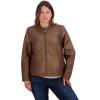 Sebby Collection Women’s Faux Leather Jacket with Moto Details and Front Zip Pockets(Whiskey)