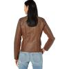 Sebby Collection Women’s Faux Leather Jacket with Moto Details and Front Zip Pockets(Whiskey)