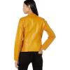 Sebby Collection Women’s Faux Leather Jacket with Moto Details and Front Zip Pockets(Yellow)