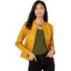 Sebby Collection Women’s Faux Leather Jacket with Moto Details and Front Zip Pockets(Yellow)