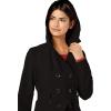 Sebby Collection Women’s Soft Shell Trench Coat with Detachable Hood(Black)