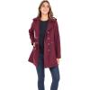 Sebby Collection Women’s Soft Shell Trench Coat with Detachable Hood(Burgundy)