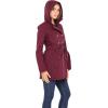 Sebby Collection Women’s Soft Shell Trench Coat with Detachable Hood(Burgundy)
