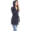 Sebby Collection Women’s Soft Shell Trench Coat with Detachable Hood(Navy)