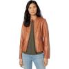 Sebby Collection Women’s Faux Leather Jacket with Moto Details and Front Zip Pockets(Adobe)