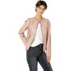 Sebby Collection Women’s Faux Leather Jacket with Moto Details and Front Zip Pockets(Blush)