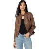 Sebby Collection Women’s Faux Leather Jacket with Moto Details and Front Zip Pockets(Whiskey)