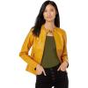 Sebby Collection Women’s Faux Leather Jacket with Moto Details and Front Zip Pockets(Yellow)