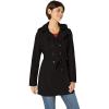 Sebby Collection Women’s Soft Shell Trench Coat with Detachable Hood(Black)