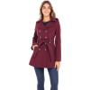 Sebby Collection Women’s Soft Shell Trench Coat with Detachable Hood(Burgundy)