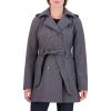 Sebby Collection Women’s Soft Shell Trench Coat with Detachable Hood(Graphite)