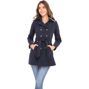 Sebby Collection Women’s Soft Shell Trench Coat with Detachable Hood(Navy)