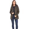 Sebby Collection Women’s Quilted Jacket with Detachable Hood Olive