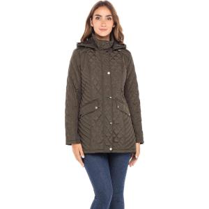 Sebby Collection Women’s Quilted Jacket with Detachable Hood Olive